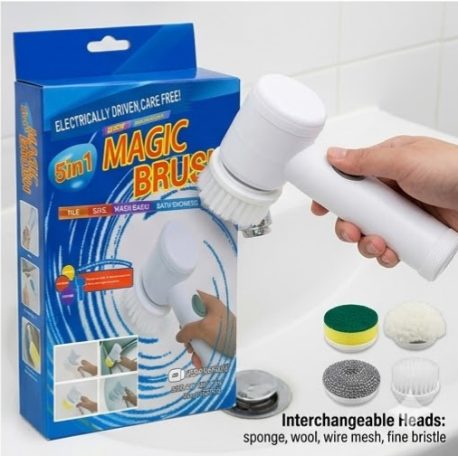 Perie Electrică Rotativă 5 în 1, incarcare USB Magic Brush – Curățare Rapidă Fără Efort pentru Baie, Bucătărie și Toată Casa
